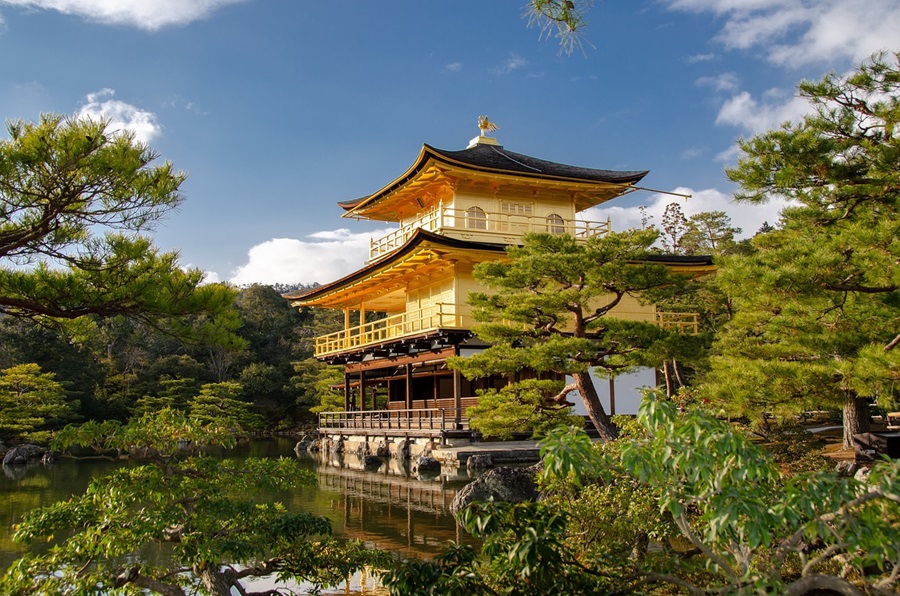 Golden Pavilion (Kinkaku-ji) reflecting on the pond